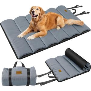 Gimars Upgraded Outdoor Dog Bed with Waterproof Film, Easy to Roll Up with Buckle, Large Travel Pet Bed for Medium & Large Dog, Portable, Foldable, Washable for Camping,Traveling
