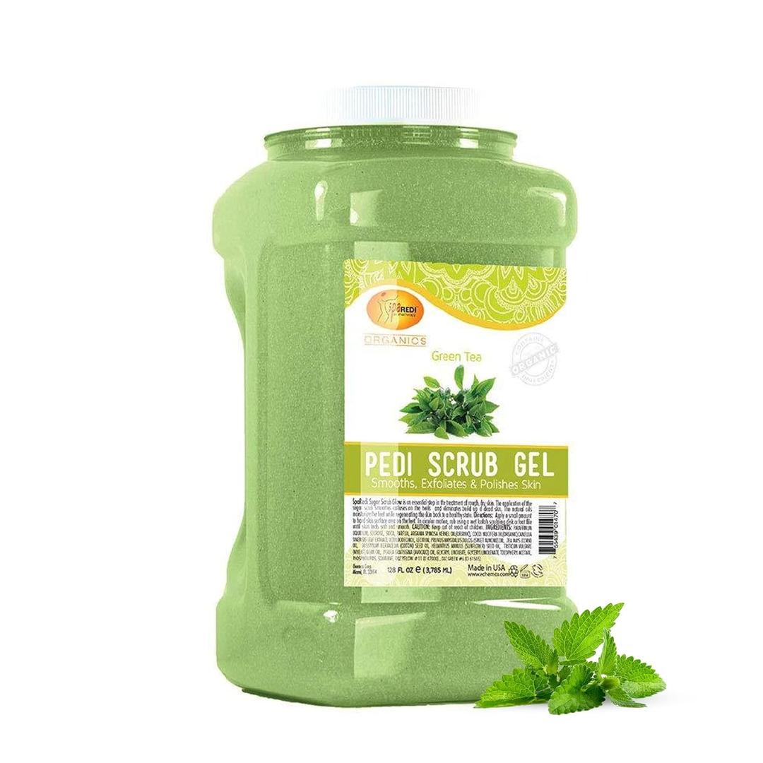 SPA REDI - Exfoliating Scrub Pumice Gel, Green Tea, 128 Oz - Manicure, Pedicure and Body Exfoliator Infused with Hyaluronic Acid, Amino Acids, Panthenol and Comfrey Extract