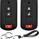 2pcs Compatible with Mitsubishi Eclipse Cross Lancer Mirage Montero Outlander Montero Sport Outlander Sport Smart 3 Buttons Key Fob Cover Case Key Chain Protector Holder