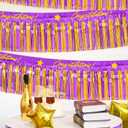 Mega-L Congratulation Banners Party Decorations, Purple Gold Foil Fringe Garland, 4Pack 78Ft Tinsel Streamers Photo Booth Props Flag for Parade Float Car Birthday Party Decor Class of 2026 Graduation