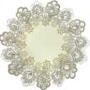 LeLehome 4PCS Lace Doily Placemats, 15" Round Classic Jacquard Embroidery Dresser Table Mats for Festival Holiday Party Home Kitchen Dining Table Nightstand (Set of 4)