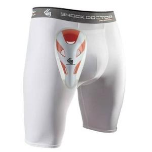Shock Doctor Compression Shorts with Protective Cups Adult M - White: Knit Athletic Underwear