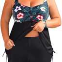 Amazon.com: Aqua Eve Women Plus Size Tankini Swimsuit Two Piece Flowy Swimdress Bathing Suits with Shorts Black Floral 30W : Clothing, Shoes & Jewelry, 30W