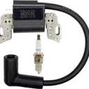 fullas 593872 799582 798534 Ignition Coil for Briggs & Stratton 593381 84005272 Armature Magneto, fits BS 08P502 09P602 09P702 Lawn Mower Engine with Spark Plug