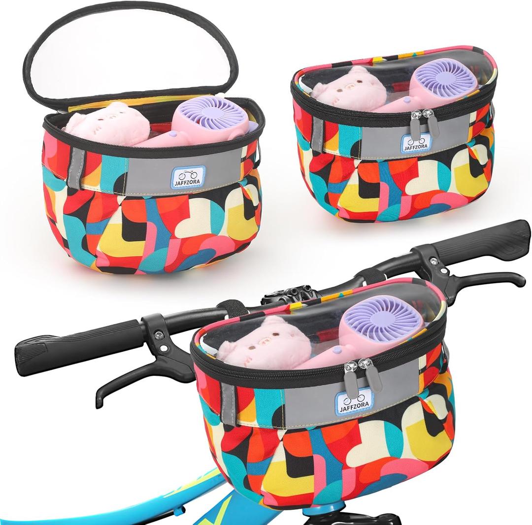 Kids Bicycle Basket, Front Frame Handlebar Bag for Toddler Scooter Tricycle Bike, Fabric Bicycle Basket for Boys & Girls (W/No Strap)