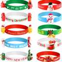 Morcheiong 40 Pieces Merry Christmas Rubber Bracelets Silicone Wristbands for Holiday Party Goodies Bags Stuffers Filler Favors Classroom Prizes School Class Exchange Supplies