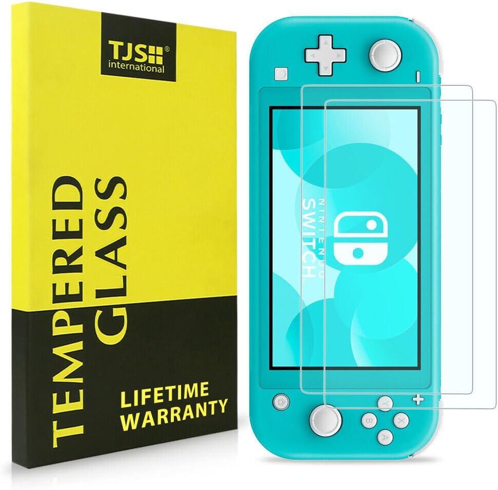 TJS 2 Pack Screen Protector Tempered Glass for Nintendo Switch Lite Model 2019 5.5", [Works While Docking] - 0.3mm Thickness/Bubble Free/Ultra Clear/9H Hardness/Anti-Scratch/Anti-Fingerprint (Clear)