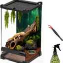 Reptile Tall Glass Terrarium Rainforest Habitat Single Door with Screen Ventilation,Small Reptile Terrarium for Spiders, Tarantulas, Snail, Mantis, Lizard (10 * 10 * 13.8 inch)