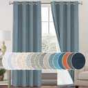 PrinceDeco Linen Blackout Curtains 84 Inches Long 100% Blackout Curtains for Bedroom/Living Room Textured Linen Look Curtain Energy Saving with White Liner,Stone Blue, 52x84 Inch (2 Panels)