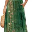 IN'VOLAND Plus Size Maxi Dresses for Women Summer Petal Short Sleeve Dress Casual Loose Flowy Long Sundress with Pockets, XL