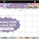 10 x 2026 Desk Calendar, Large Desktop/Wall Monthly Calendar (Jan. 2026 - Jun. 2027) 17'' x 12'' School Year Desk Planner for Teacher Family School Office Supplies (Purple)