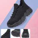 Walking Shoes Slip-On Womens Running Tennis Unisex Mens Shoes MD Sole Lightweight Sneakers Breathable Arch Support Running Gym Shoes (7, 5701-black)