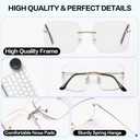 PEYEOISD Oversized Square Frameless Reading Glasses 2.5 for Women, Fashion Large Frameless Metal Readers, Big Borderless Eyewear