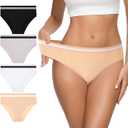Eiggam Women's Cotton Bikini Panties,High-Cut Full Coverage Stretch Cool Underwear for Women (XL)