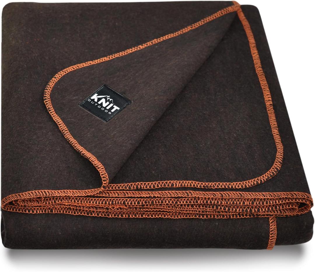 Large Military Wool Blanket - Warm & Thick Emergency Survival Blanket Great for Camping, Outdoors, Sports Events, Picnics, 4.5 lbs, 64" x 88" (Coffee Brown)