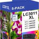 LC3011 XL BK/C/M/Y Ink Cartridge Set, High Yield 5-Pack(2 Black, 1 Cyan, 1 Magenta, 1 Yellow) - Replacement for Brother MFC-J491DW MFC-J497DW MFC-J690DW MFC-J895DW Printer