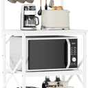 Furologee Kitchen Bakers Rack with Hutch, Coffee Bar Station 4 Tiers, Microwave Oven Stand with 6 S Hooks and Pegboard, Kitchen Microwave Rack for Spice Organizer Workstation, White (22inch)