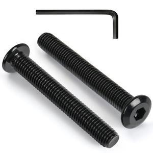 VGBUY M8-1.25 x 70 mm 12pcs Flat Head Hex Socket Cap Screws Metric M8 Bolts, 304 Stainless Steel 18-8, Black Zinc Plated, Full Thread, with Hex Spanner