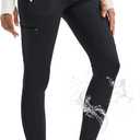 MAGCOMSEN Hiking Leggings Women with 4 Zipper Pockets Water Resistant High Rise Cargo Leggings Outdoor Athletic Pants (Black, S)