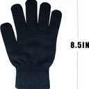 12 Pairs Black Winter Magic Gloves: Unisex Adult Stretchy Warm Knit Full Fingers Gloves for Teens Men Women (Black)