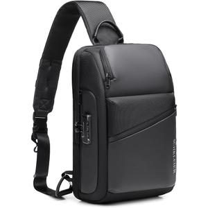 BASICPOWER Sling Bag for Men Women, Shoulder Crossbody Backpack with USB Port, Anti-theft Chest Bag for Business Travel Daily (Black)