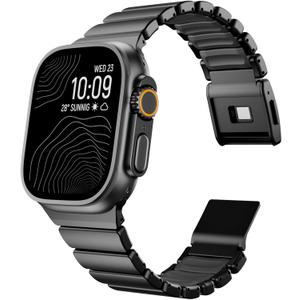 Magnetic Titanium Band Compatible with Apple Watch Ultra 3/2/1 Band 49mm Series 11 10 46mm 45mm 44mm 42mm SE 3/2/1 9 8 7 6 5 4,Luxury Silicone Dual-Layer Link For iwatch Men Women (Black)