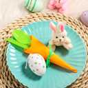 Domensi 24 Sets Easter Party Supplies Tableware Easter Utensils Plastic Cutlery Cocktail Carrot Napkins Spoons Forks Knives and Satin Ribbon (Orange and Green)