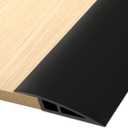 Vinyl Door Threshold Flooring Transition Strip Self Adhesive Carpet Edging Strip for Laminate Doorway Edge Threshold from 3/5" to 4/5" (Black, 6.6 Ft)
