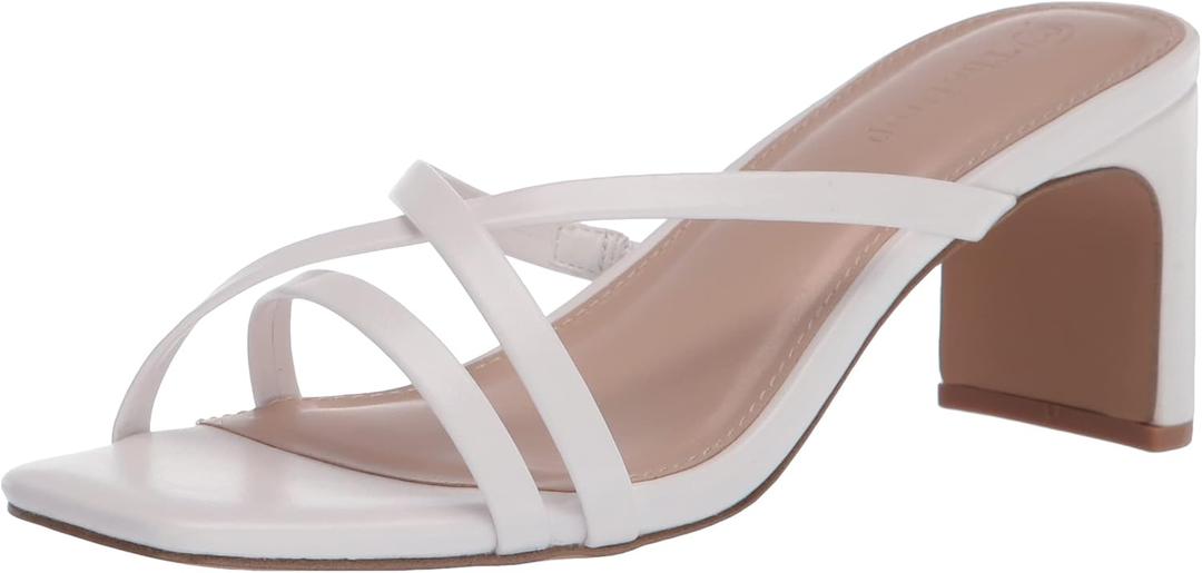 The Drop Women's Amelie Strappy Square Toe Heeled Sandal (10, White)