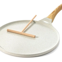 SENSARTE Nonstick Crepe Pan with Spreader, 12-Inch Natural Ceramic Coating Dosa Pan Pancake Flat Skillet Tawa Griddle with Stay-Cool Handle, Induction Compatible (White)