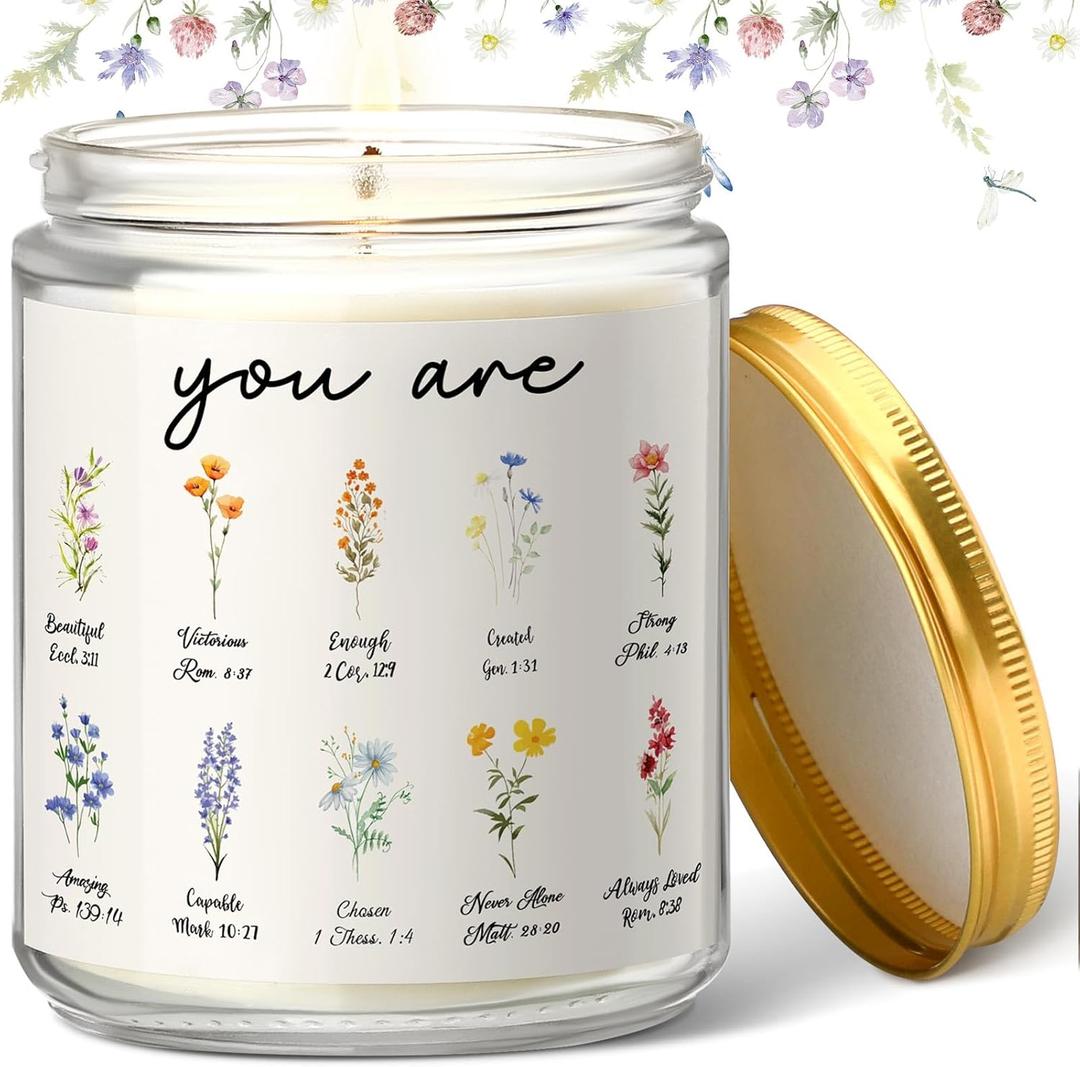 Frienda Christian Prayer Candle Gift Religious Lavender Scented Candle Inspirational Christian Christmas Aromatherapy Gift for Women Sister Teacher Church Coworker