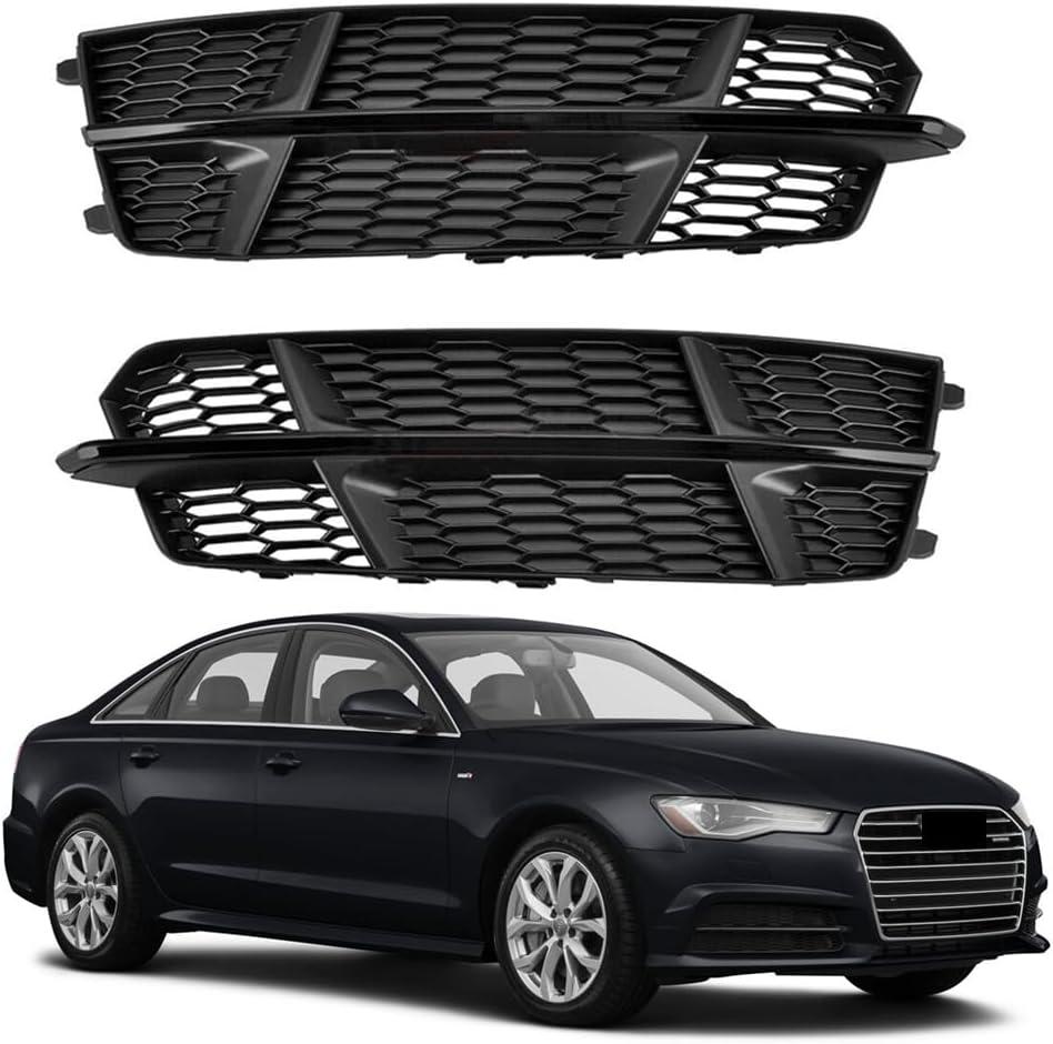 BestParts New Pair Of Fog Light Covers Front Bumper Grille Honeycomb Grill Black Compatible with Audi S6 A6 S-Line 2017 2018 Replaces 4G0 807 647 B /4G0 807 648 B