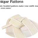 Putu Women's Flat Sandals Square Toe Slide Sandals Braided Sandals for Vacation Beige 10