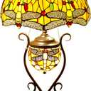 Tiffany Lamp Stained Glass Lamp 16x16x27 Inches Beautiful Dragonfly Style Large Table Lamp Desk Light with Metal Base for Bedroom Living Room Home Office Decor