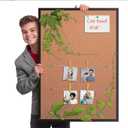 Cork Board Bulletin Board 20 x 30, Black Wood Framed Corkboard, Office Board for Wall Cork, Large Wall Mounted Notice Pin Board with 16 Push Pins for School, Home & Office