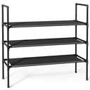Sakugi Shoe Rack with Non-Woven Fabric - 3-Tier Shoe Organizer for Closet, Garage, Corridor & Entryway, Sturdy and Stackable, X-Large, Black