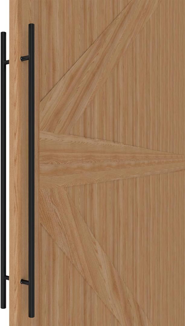 Matte Black Round Barn Door Handles 12"/24"/36"/48"/59'', Pull Push Long French Door Handle Double Sided, Large Front Exterior Shower Door Pull Handles