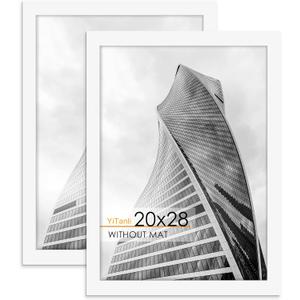 20x28 Picture Frame 2 Pack, White 20x28 Poster Frame for Puzzle and Art Prints, 20 x 28 Picture frame Horizontal or Vertical Wall Mounting