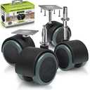 Slipstick CB681 2 Inch Floor Protector Rubber Caster Wheels (Set of 4) 5/16 Inch Stem or Top Plate Mounting Options - Black/Gray Green