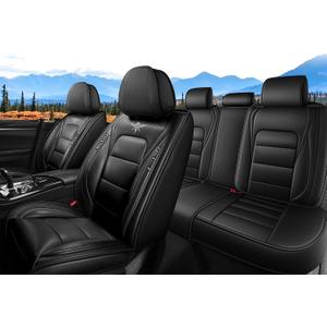 Seat Covers for Dodge Charger 2006-2025, Standard Leather & Waterproof, Full Set Custom Fit Seat Covers Automobile Interior(Black)