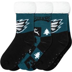 FOCO Women's NFL Team Logo Fan Footy 3-Pack Slipper Socks, One Size