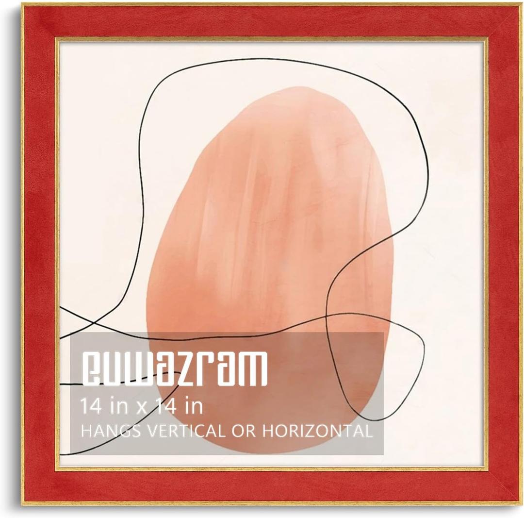 Suede 14x14 Frame - Single Frame, Elegant Red 14 x 14 Poster Frame, 14x14 Picture Frame for Artwork, Puzzles, Photos, and Movie Posters