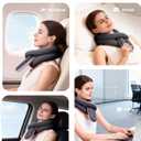KPNEOL Travel Pillow, Neck Pillow Ergonomic Memory Foam Pillow for Airplane, Adjustable & Ultra-Lightweight with Dual-Sided Fabric for Flight, Car, and Office Use, Grey