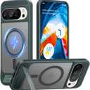 TORRAS Magnetic & Stand for Google Pixel 10 Pro XL Case, Fit for MagSafe & Pixelsnap, Military Grade Drop Protection, Slim for Pixel 10 Pro XL Phone Case with Sturdy Kickstand, Translucent Matte Green