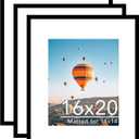 JCJMY 16x20 Picture Frame Set of 3 with 11x14 Mat, Display Photo 11x14 with Mat or 16 x 20 Without Mat, Wall Hanging Large 16 by 20 Poster Frame with Plexiglass, 3 Pack, Black