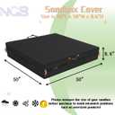 Sandbox Cover, Outdoor Large Sandbox Cover for Preschoolers, Waterproof Square SandBoxs Covers for Sand Protection, Featuring Handles, Strap with Buckle, Bottom DrawstringBlack50" L50" W8" H