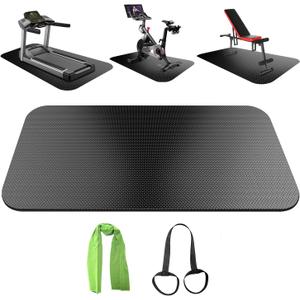 Treadmill Mat, Bike Mat Compatible with Peloton Bike Elliptical Treadmill, Folding Pad Exercise Equipment Under Exercise Trainer Pad for Stationary Indoor Spin  (47.3"L x 23.6"W x 0.2"Th)