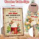 2 x Christmas Hot Chocolate Bar Sign, Hot Cocoa Bar Accessories, 8 x 11 Inch Vintage Gingerbread Cookies Wood Plaque for Table or Wall Hanging, Christmas Coffee Station Decor for Home Kitchen