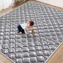 Baby Play Mat - 65" X 50",Premium Thicker Foam One-Piece Crawling Mat, Machine Washable, Extra Large Anti-Slip Activity Playmat for Babies, Toddlers & Infants (Grey White)