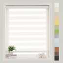 Foiresoft Standard Custom Zebra Horizontal Blind  Day and Night Dual Layer Sheer 13colors Light Filtering Window Roller Shades, 20 to 84 inch Wide (02.ivory-readymade)